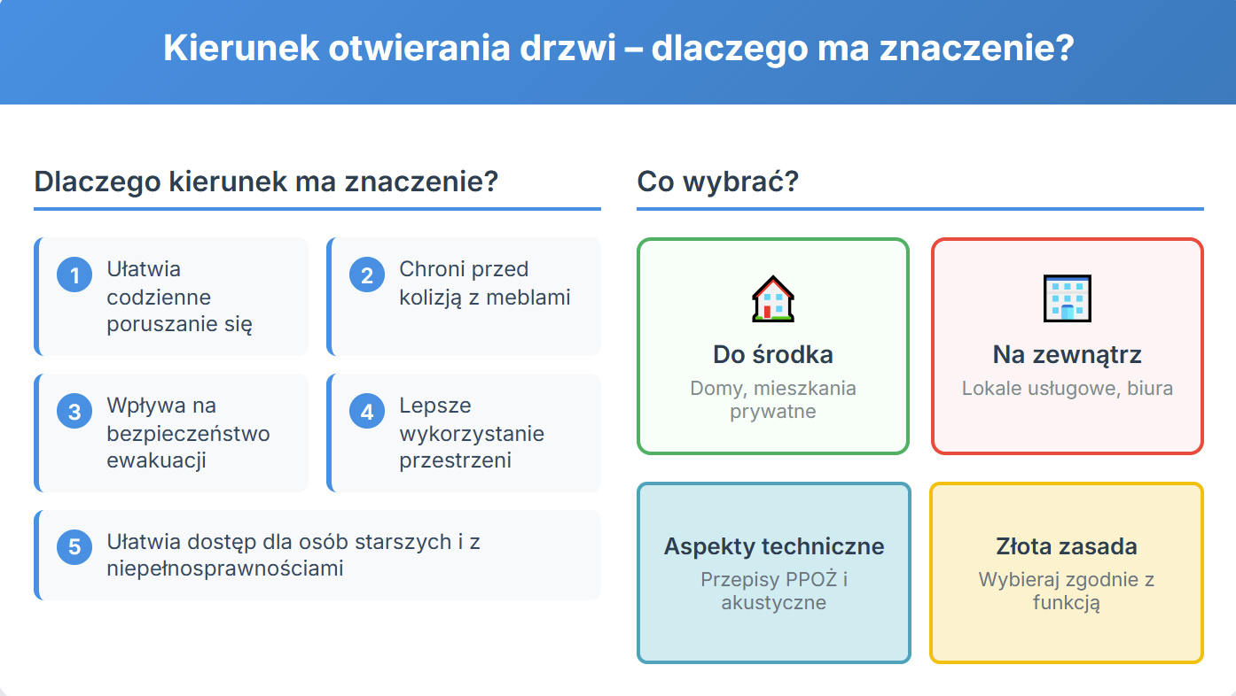 Kierunek otwierania drzwi - dlaczego ma znaczenie?
