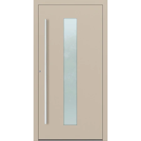 Drzwi zewnętrzne do domu aluminiowe 90mm na wymiar klamka i antaba inox Superial SL75 energooszczędne z szybą beżowe M15