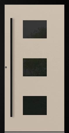 Drzwi zewnętrzne wejściowe domu aluminiowe na wymiar 90mm RC2 czarna ościeżnica Premium KOBBE Ud od 0.8 RAL na zamówienie beżowe M310