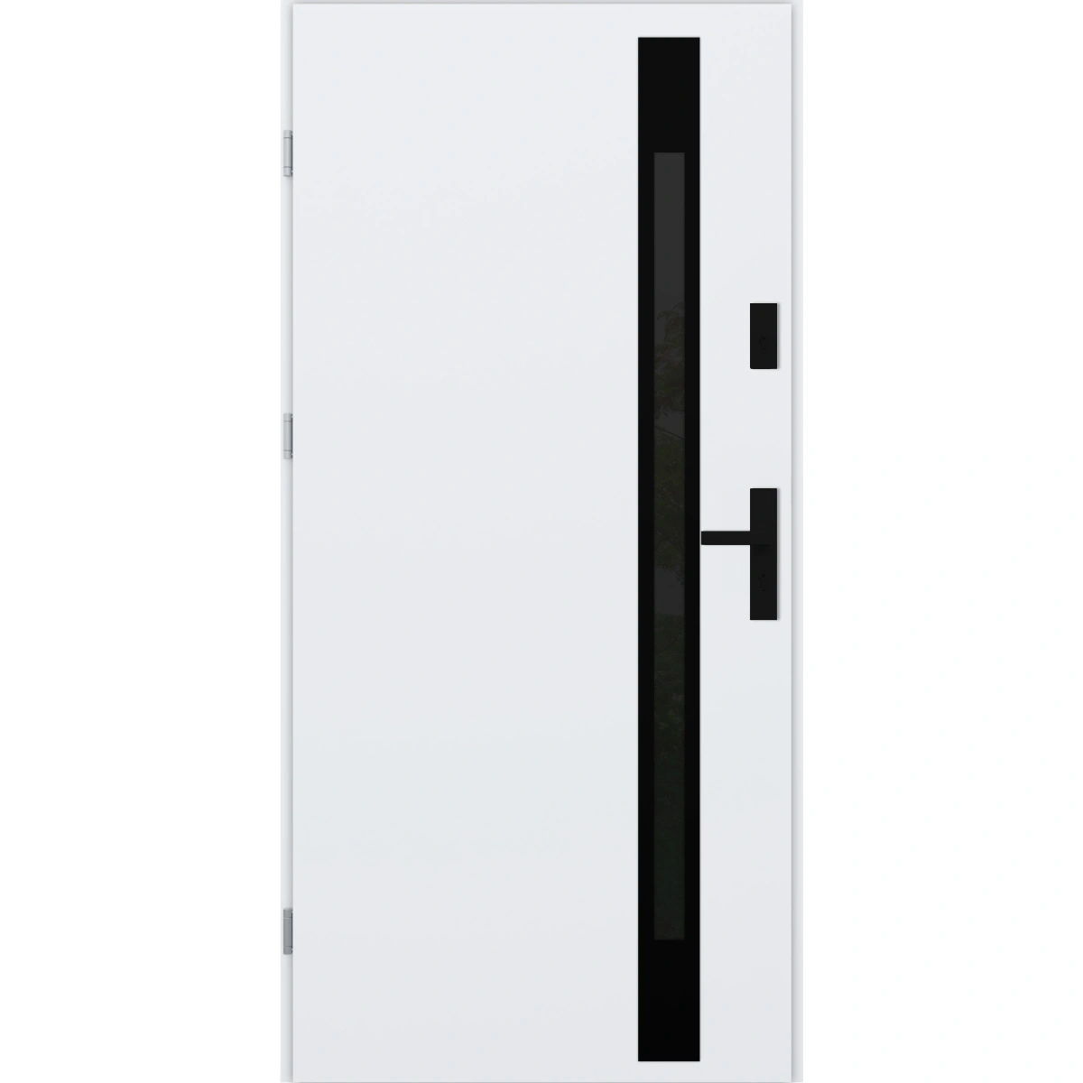 Drzwi zewnętrzne do domu stalowo aluminiowe 68 mm z szybą i czarnymi okuciami ATU68 białe Program Czyste Powietrze M534