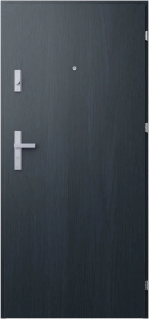 Drzwi wewnątrzklatkowe akustyczne wyciszające 47 dB antywłamaniowe RC3 55 mm stalowe gładkie z klamką inox srebrną antracyt drewnopodobny G00