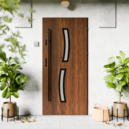 Twista Black CK drzwi zewnętrzne 72 mm z antabą/pochwytem energooszczędne Ud-1.3 przeszklone lustro weneckie szyba mleczna Program Czyste Powietrze