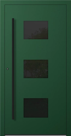 Drzwi zewnętrzne wejściowe domu aluminiowe na wymiar 90mm RC2 pochwyt/antaba Premium KOBBE energooszczędne RAL na zamówienie zielone M310