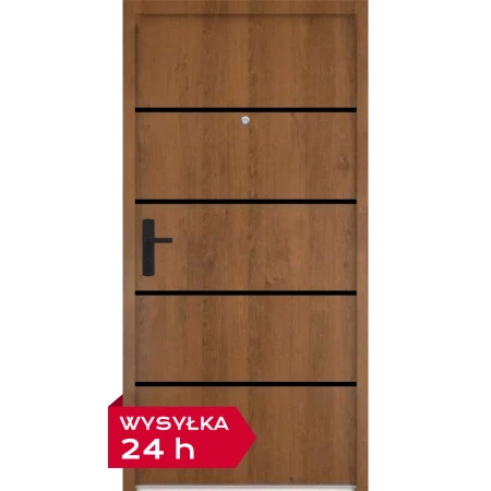 Drzwi wewnątrzklatkowe akustyczne 44 dB atestowane wyciszające stalowe antywłamaniowe RC3 68 mm dymoszczelne czarna klamka winchester M02
