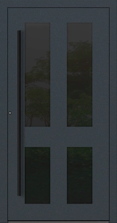 Drzwi zewnętrzne wejściowe domu aluminiowe na wymiar 90mm RC2 pochwyt/antaba Premium KOBBE energooszczędne RAL na zamówienie antracyt ral 7016 M29