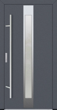 Drzwi zewnętrzne wejściowe do domu stalowo aluminiowe 82 mm DS82 przeszklone z okuciami inox antracyt db703 Program Czyste Powietrze M05
