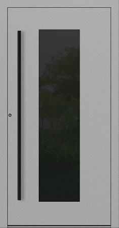 Drzwi zewnętrzne do domu aluminiowe 90 mm RC2 na wymiar klamka i antaba czarna Premium Alu P90 Blackline energooszczędne z szybą szare M28