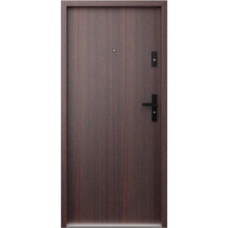 Drzwi wewnątrzklatkowe antywłamaniowe RC3 z Certyfikatem akustyczne wyciszające 47 dB 55 mm stalowe gładkie z klamką czarną mahoń G00