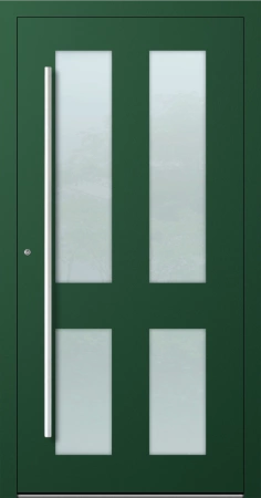 Drzwi zewnętrzne wejściowe domu aluminiowe na wymiar 90mm RC2 pochwyt/antaba Premium KOBBE energooszczędne RAL na zamówienie zielone M09