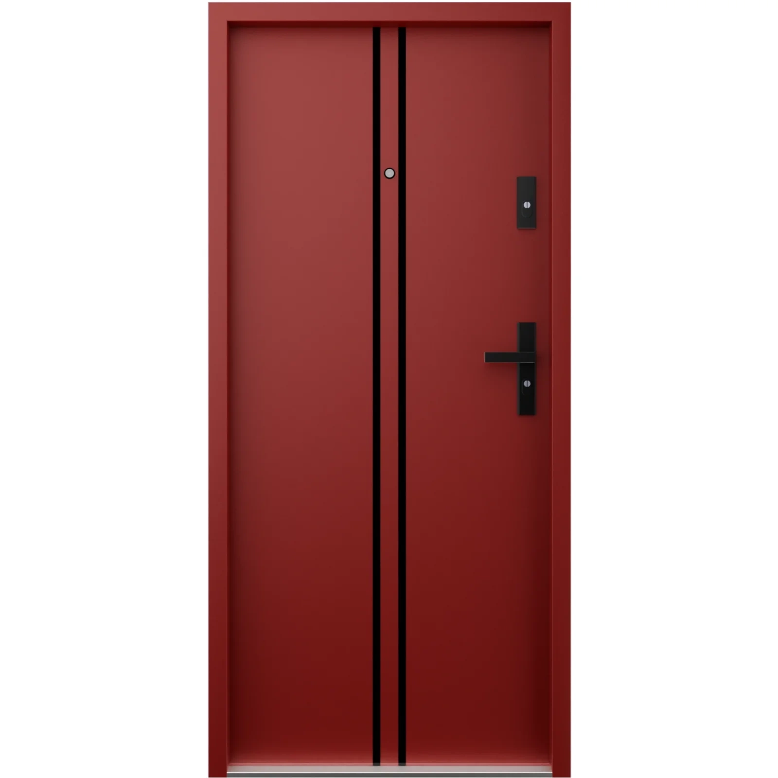 Ekonomiczne drzwi wewnątrzklatkowe wejściowe do mieszkania z klatki schodowej 55 mm stalowe czerwone A7