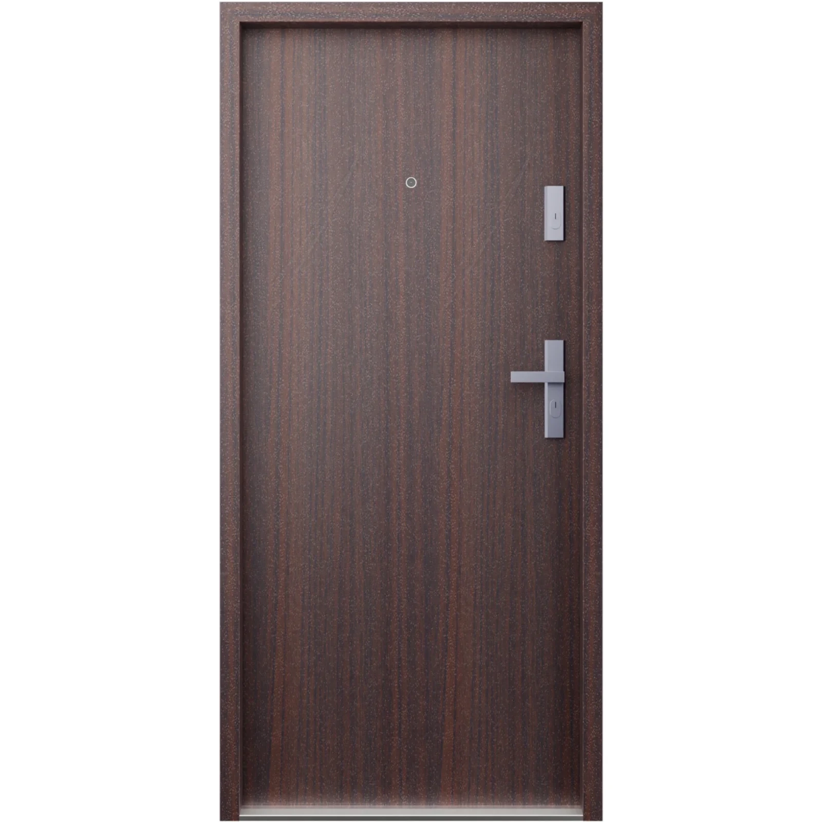 Drzwi wewnątrzklatkowe antywłamaniowe RC3 z Certyfikatem akustyczne wyciszające 47 dB 55 mm stalowe gładkie z klamką inox srebrną mahoń G00