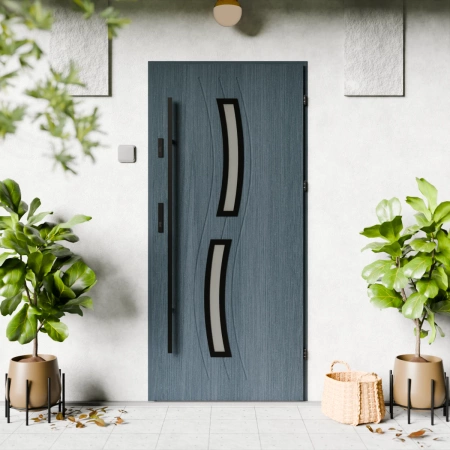 Twista Black CK drzwi zewnętrzne 72 mm z antabą/pochwytem energooszczędne Ud-1.3 przeszklone lustro weneckie szyba mleczna Program Czyste Powietrze