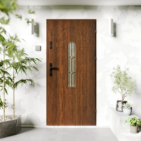 Classico Retro Black CK drzwi zewnętrzne 72 mm z klamką czarną energooszczędne Ud-1.3 przeszklone Program Czyste Powietrze