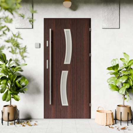 Twista Inox CK drzwi zewnętrzne 72 mm z antabą/pochwytem energooszczędne Ud-1.3 przeszklone lustro weneckie szyba mleczna Program Czyste Powietrze