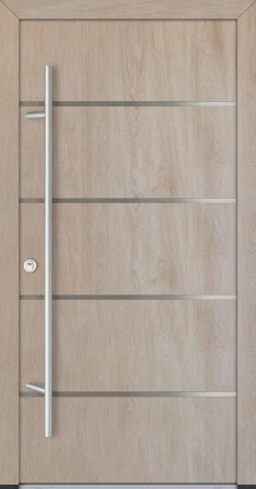 Drzwi zewnętrzne wejściowe do domu stalowo aluminiowe 82 mm DS82 pełne z okuciami inox dąb turner Program Czyste Powietrze M02