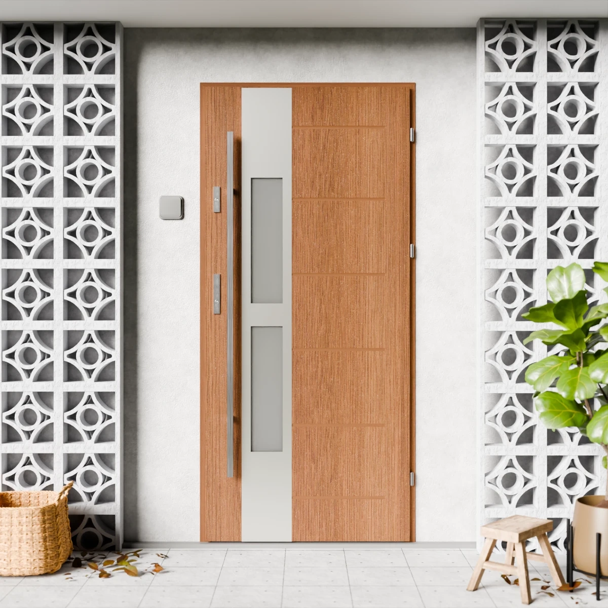 Drzwi zewnętrzne stalowe do domu Anda Inox 72mm z antabą/pochwytem energooszczędne Ud=1.3 lustro weneckie szyba mleczna Program Czyste Powietrze