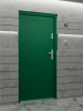 Drzwi wewnątrzklatkowe antywłamaniowe w klasie RC4 55 mm stalowe z klamką i zawiasami srebrnymi inox zielone T34