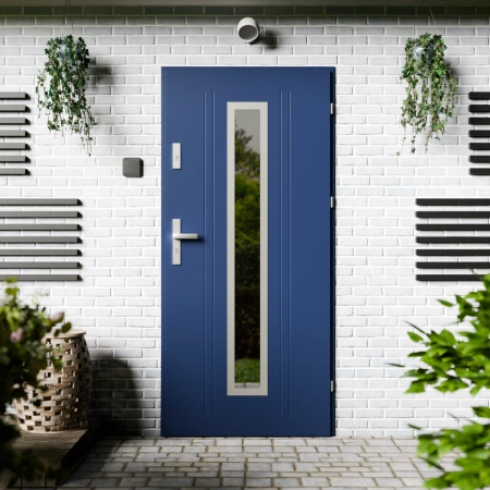 Drzwi zewnętrzne stalowe do domu Presto Inox 72mm z klamką energooszczędne Ud-1.3 przeszklone lustro weneckie szyba mleczna Program Czyste Powietrze