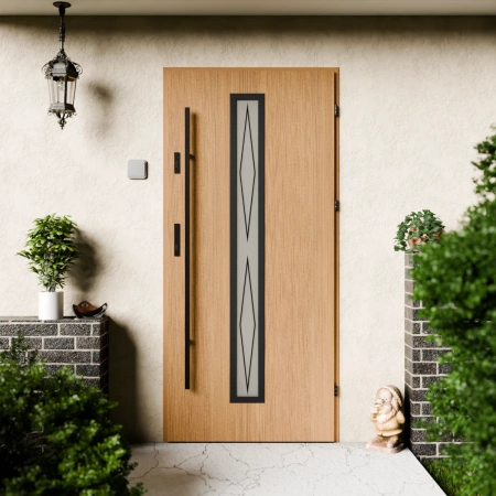 Witro Black CK drzwi zewnętrzne 72 mm z antabą/pochwytem energooszczędne Ud-1.3 szyba mleczna z nadrukiem ceramicznym Program Czyste Powietrze