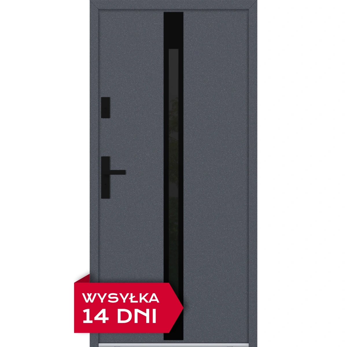 Drzwi zewnętrzne do domu stalowo aluminiowe 68 mm z szybą i czarnymi okuciami ATU68 wiele kolorów Program Czyste Powietrze M525