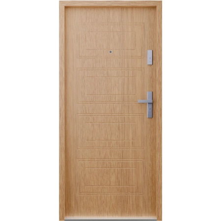 Drzwi wewnątrzklatkowe akustyczne wyciszające 47 dB antywłamaniowe RC3 55 mm stalowe z tłoczeniami z klamką inox srebrną winchester T34