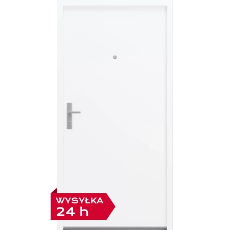 Drzwi wewnątrzklatkowe akustyczne 44 dB z Certyfikatem wyciszające stalowe antywłamaniowe RC3 68 mm dymoszczelne białe M00