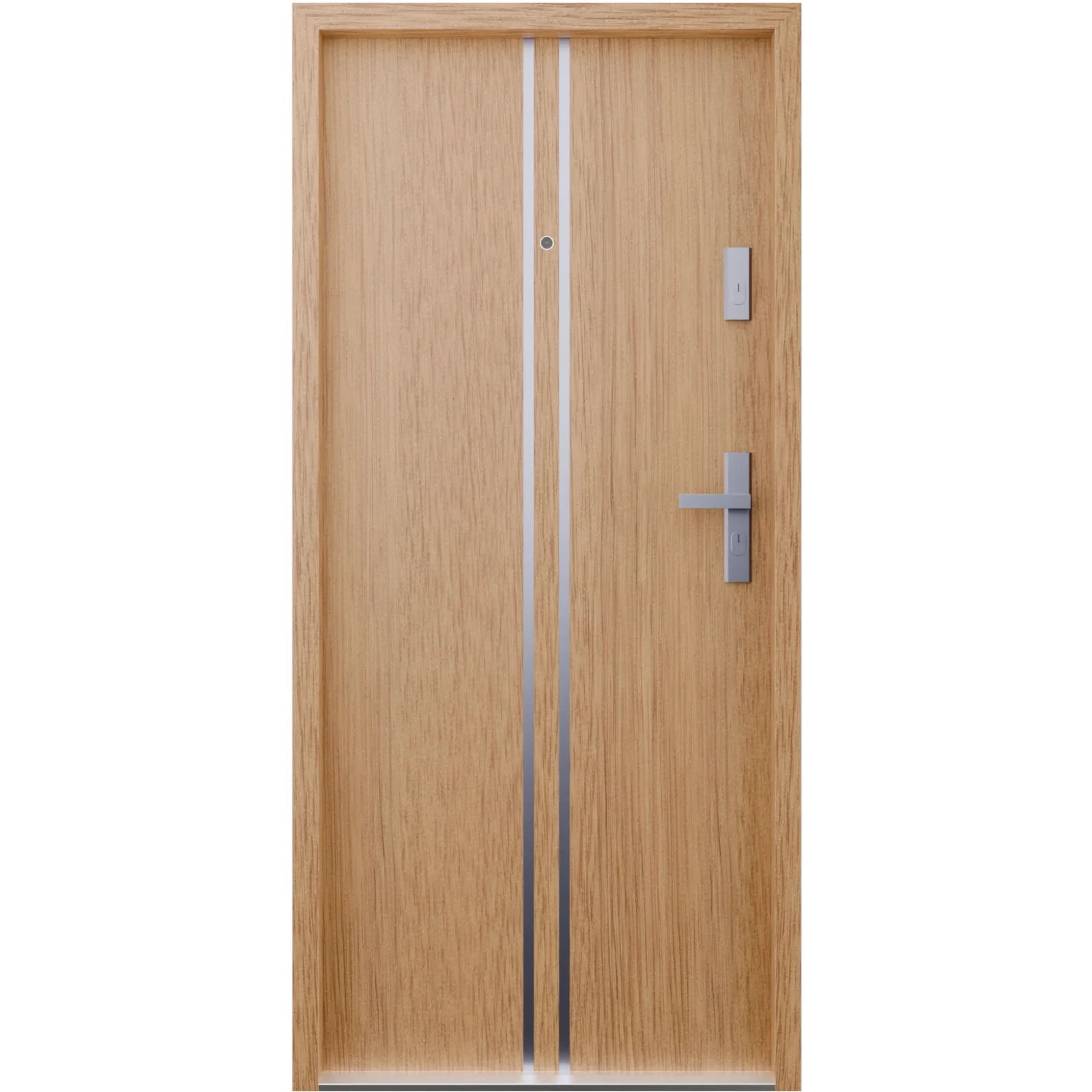 Drzwi wewnątrzklatkowe akustyczne wyciszające 47 dB antywłamaniowe RC3 55 mm stalowe z klamką inox srebrną i aplikacjami winchester A7