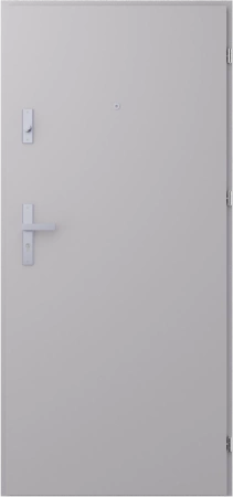 Drzwi wewnątrzklatkowe antywłamaniowe RC3 z Certyfikatem akustyczne wyciszające 47 dB 55 mm stalowe gładkie z klamką inox srebrną szare G00