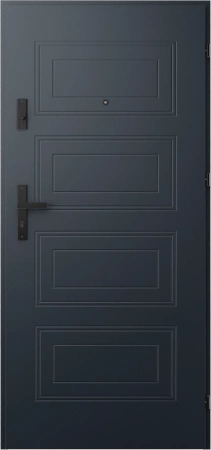 Drzwi wewnątrzklatkowe antywłamaniowe RC3 z Certyfikatem akustyczne wyciszające 47 dB 55 mm stalowe z tłoczeniami z klamką czarną antracyt db703 T34