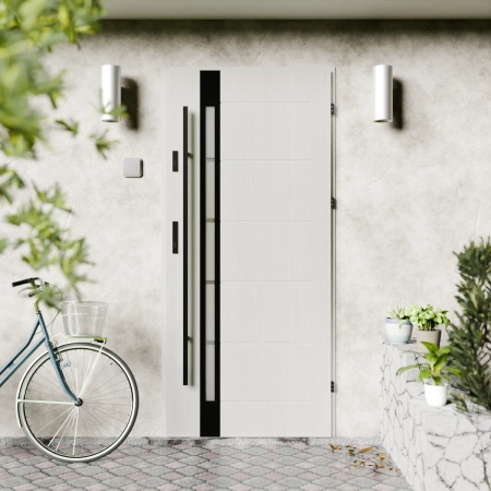 Toreno Black CK drzwi zewnętrzne 72 mm z antabą/pochwytem energooszczędne Ud-1.3 przeszklone lustro weneckie szyba mleczna Program Czyste Powietrze