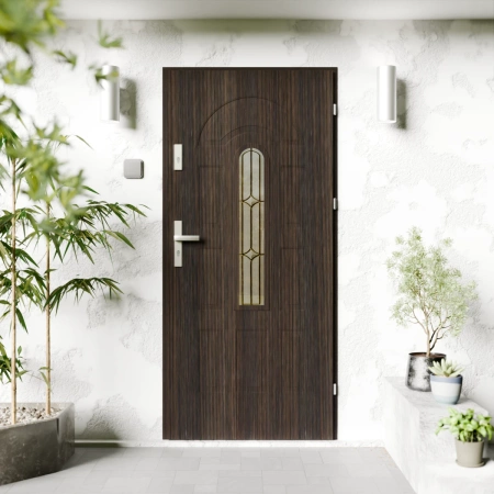 Classico Inox CK drzwi zewnętrzne 72 mm z klamką energooszczędne Ud-1.3 przeszklone Program Czyste Powietrze