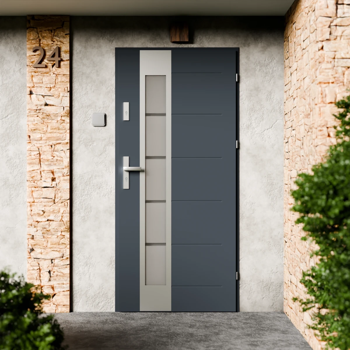 Drzwi zewnętrzne stalowe do domu Sanda Inox 72mm z klamką energooszczędne Ud=1.3 przeszklone lustro weneckie szyba mleczna Program Czyste Powietrze