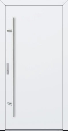 Drzwi zewnętrzne wejściowe do domu stalowo aluminiowe 82 mm DS82 pełne z okuciami inox białe Program Czyste Powietrze M00