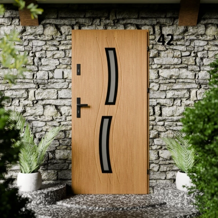 Twista Black CK drzwi zewnętrzne 72 mm z klamką czarną energooszczędne Ud-1.3 przeszklone lustro weneckie szyba mleczna Program Czyste Powietrze