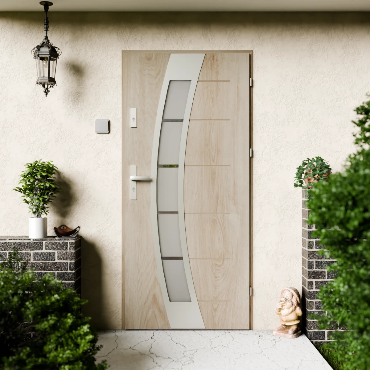 Drzwi zewnętrzne stalowe do domu Efekta Inox 72mm z klamką energooszczędne Ud=1.3 lustro weneckie szyba mleczna Program Czyste Powietrze