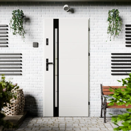 Toreno Black CK drzwi zewnętrzne 72 mm z klamką czarną energooszczędne Ud-1.3 przeszklone lustro weneckie szyba mleczna Program Czyste Powietrze