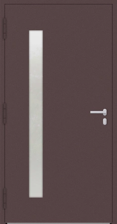 Drzwi zewnętrzne do domu aluminiowe 75 mm na wymiar klamka i antaba inox Superial SL75 energooszczędne z szybą czerwono brązowe M04