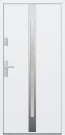 Drzwi zewnętrzne do domu stalowo aluminiowe 68 mm z szybą i klamką inox ATU68 białe Program Czyste Powietrze M505