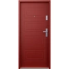 Drzwi klatkowe wejściowe do mieszkania w bloku wygłuszające 47 dB antywłamaniowe RC3 55 mm stalowe z tłoczeniami i klamką inox srebrną czerwone T34