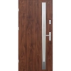 Drzwi zewnętrzne do domu stalowo aluminiowe 68 mm z szybą i klamką inox ATU68 orzech Program Czyste Powietrze M514