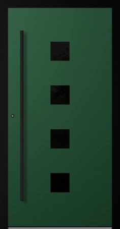 Drzwi zewnętrzne wejściowe domu aluminiowe na wymiar 90mm RC2 czarna ościeżnica Premium KOBBE Ud od 0.8 RAL na zamówienie zielone M23