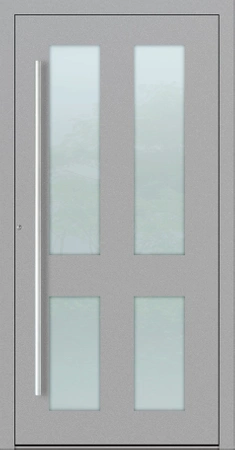 Drzwi zewnętrzne do domu aluminiowe 75 mm na wymiar klamka i antaba inox Superial SL75 energooszczędne z szybą szare M09