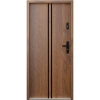 Ekonomiczne drzwi wewnątrzklatkowe wejściowe do mieszkania z klatki schodowej 55 mm stalowe orzech A7