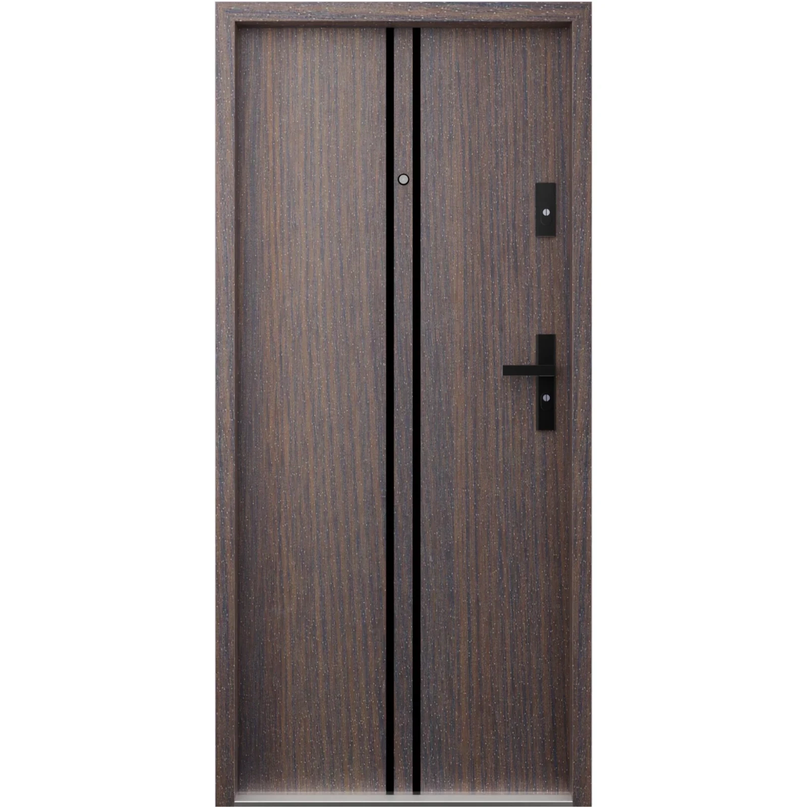 Ekonomiczne drzwi wewnątrzklatkowe wejściowe do mieszkania z klatki schodowej 55 mm stalowe dąb bagienny A7