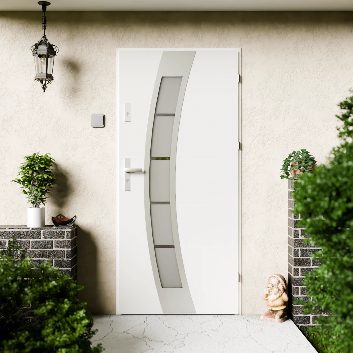 Drzwi zewnętrzne stalowe do domu Efekta Inox 72mm z klamką energooszczędne Ud=1.3 lustro weneckie szyba mleczna Program Czyste Powietrze