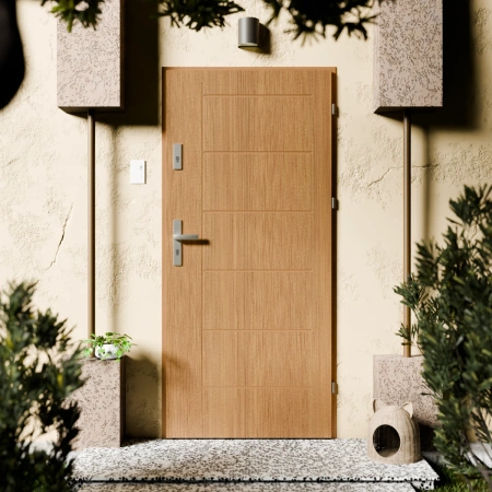 Basic Inox CK drzwi zewnętrzne 72 mm z klamką energooszczędne Ud-1.3 bez szyby pełne Program Czyste Powietrze