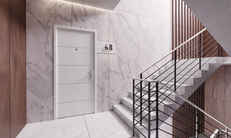 Drzwi wewnątrzklatkowe antywłamaniowe z ościeżnicą atestowane RC3 68mm stalowe akustyczne 44 dB dymoszczelne winchester M02