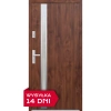 Drzwi zewnętrzne do domu stalowo aluminiowe 68 mm z szybą i klamką inox ATU68 orzech Program Czyste Powietrze M514