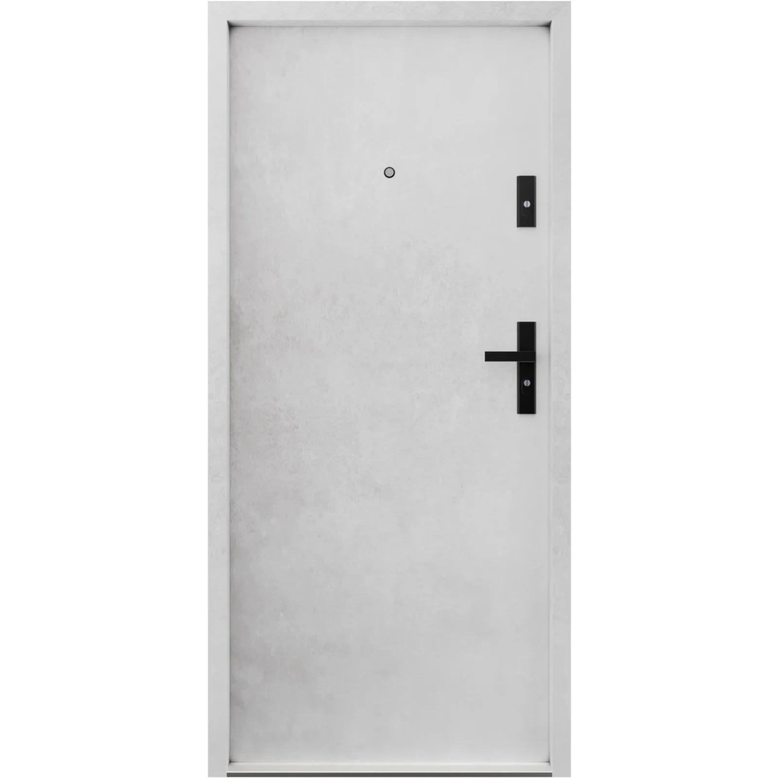 Drzwi wewnątrzklatkowe antywłamaniowe RC3 z Certyfikatem akustyczne wyciszające 47 dB 55 mm stalowe gładkie z klamką czarną beton G00