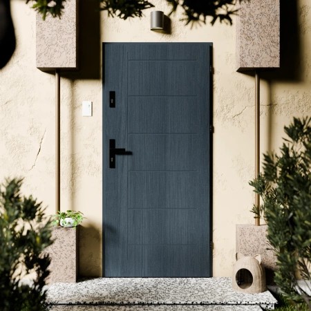 Basic Black CK drzwi zewnętrzne 72 mm z klamką czarną energooszczędne Ud-1.3 bez szyby pełne Program Czyste Powietrze